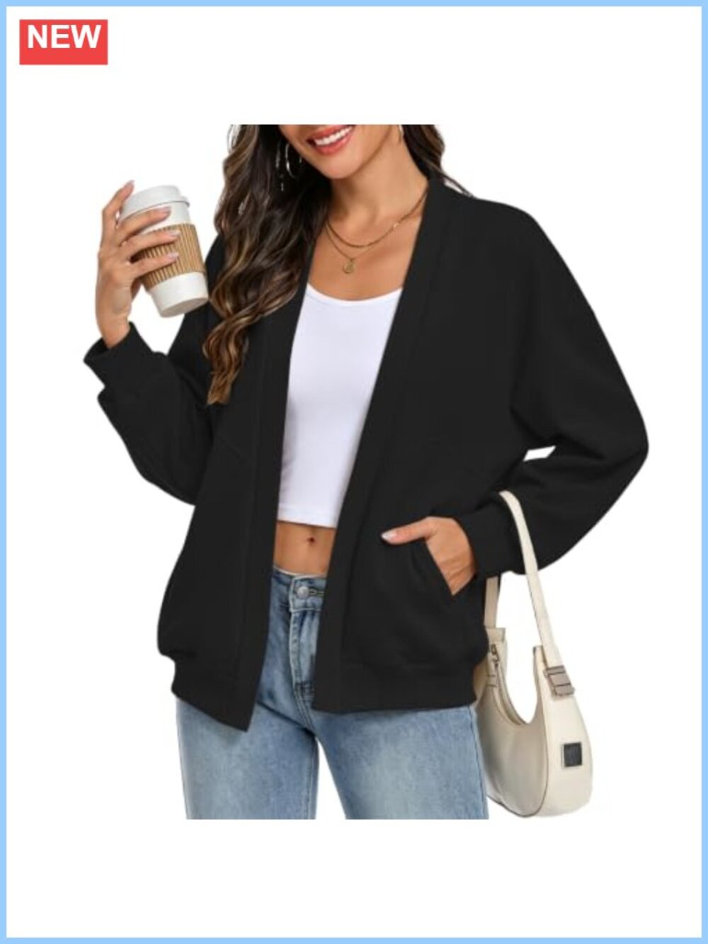 Oversized Open Front Cardigan Lightweight Cotton Blend Casual Long Sleeve